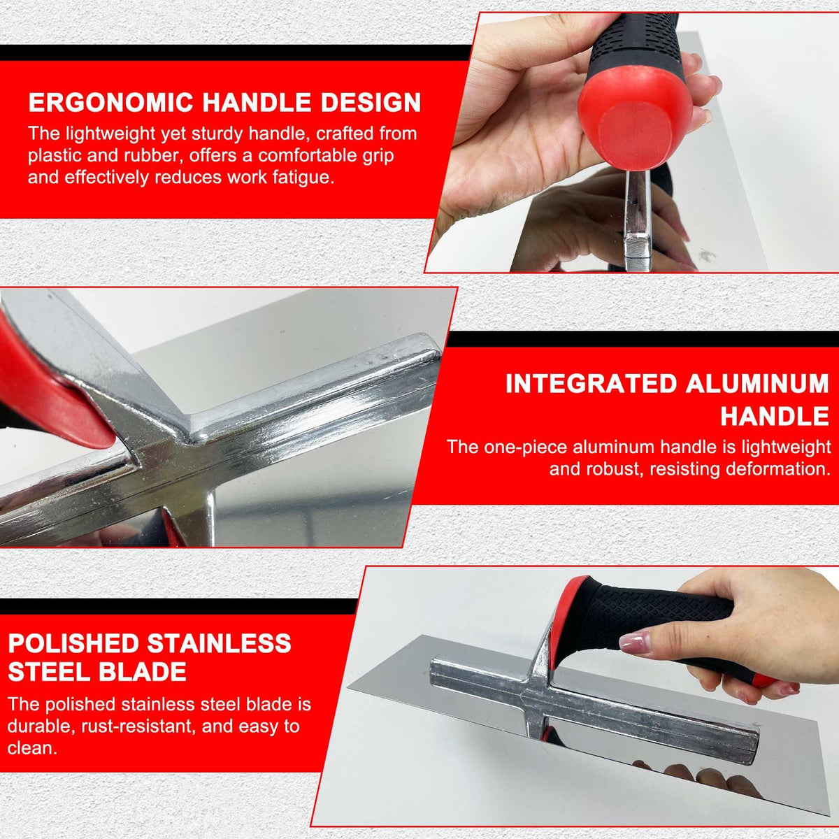Hubaow 4 PCS Concrete Tool Set, Finishing & Gauging Trowel, Edger Groover