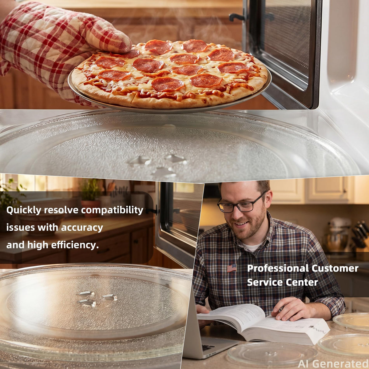 Gemroom 12" Microwave Glass Plate Replacement for Whirlpool Microwave Plate