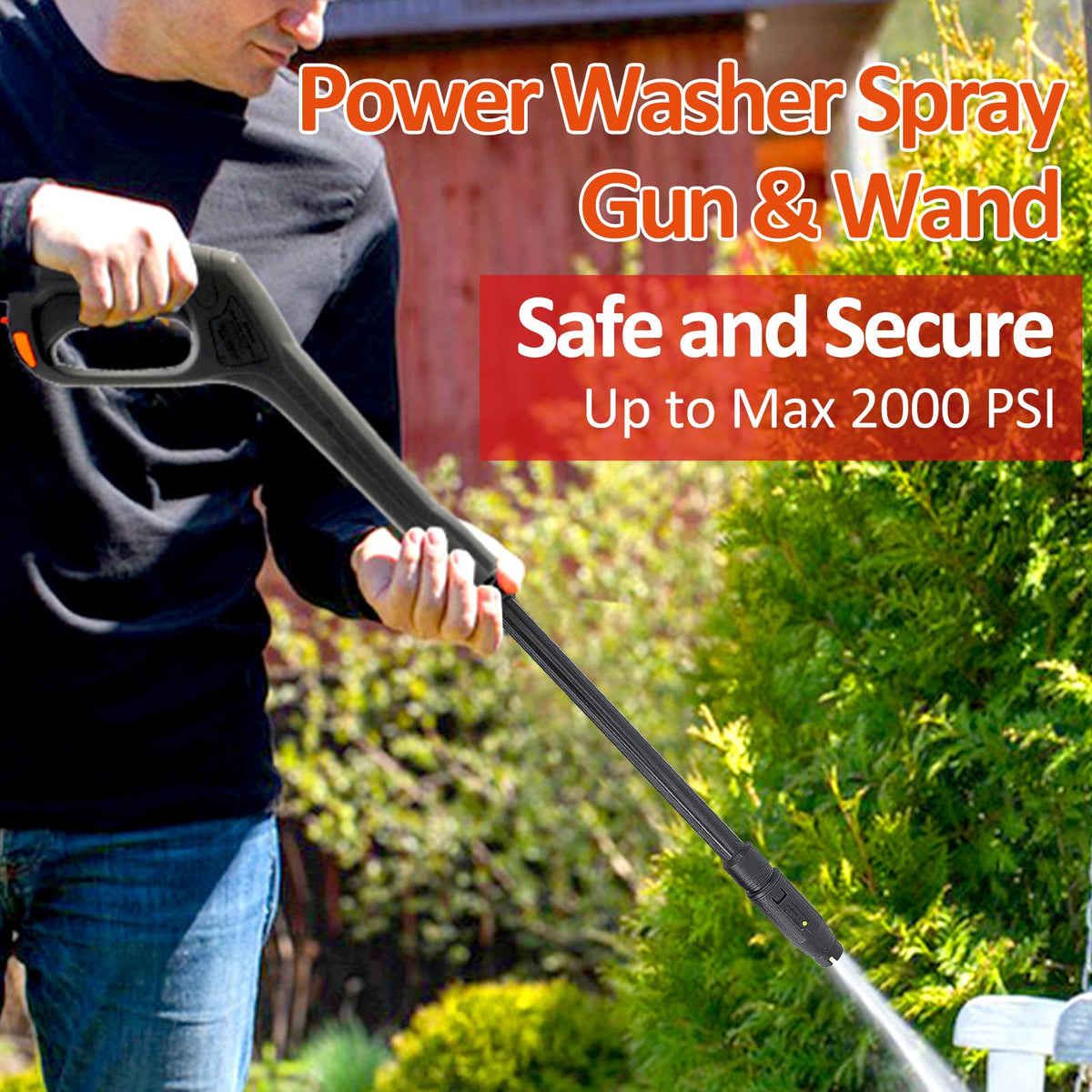 Bear Force High Pressure Water Spray Gun Wand Nozzle, Replacement Pressure Washer Gun Compatible with Portland Pulsar Husky Powerwasher TaskForce TaskMaster ShopForce Electric Pressure Washers