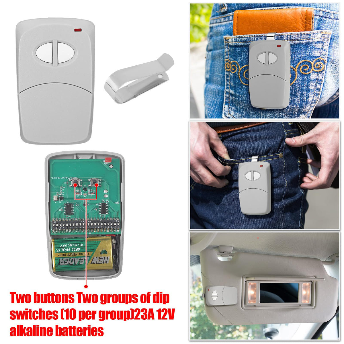 Kingdder 2 Pcs 2 Channel Gate Opener Compatible with Multicode Linear