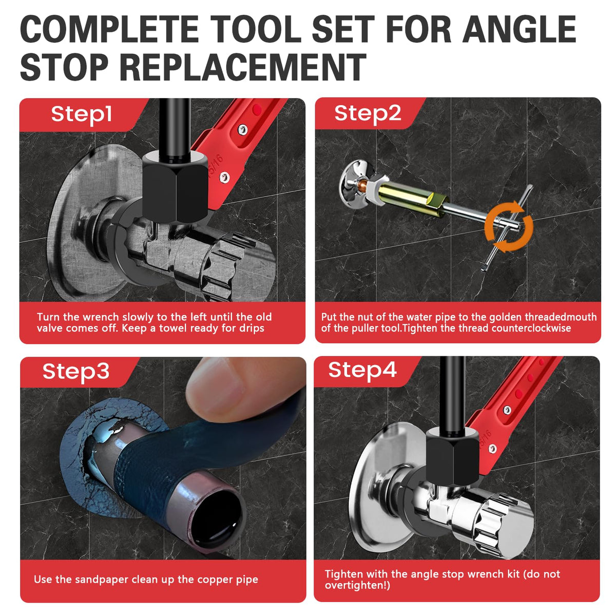 Vorhixa Plumbing Tools with Angle Stop Wrench & Compression Sleeve Puller
