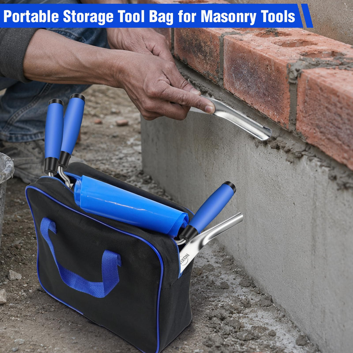 Konvixon 7-Size Brick Jointing Tools & 20 Pcs Masonry Mortar Grout Bags Kit