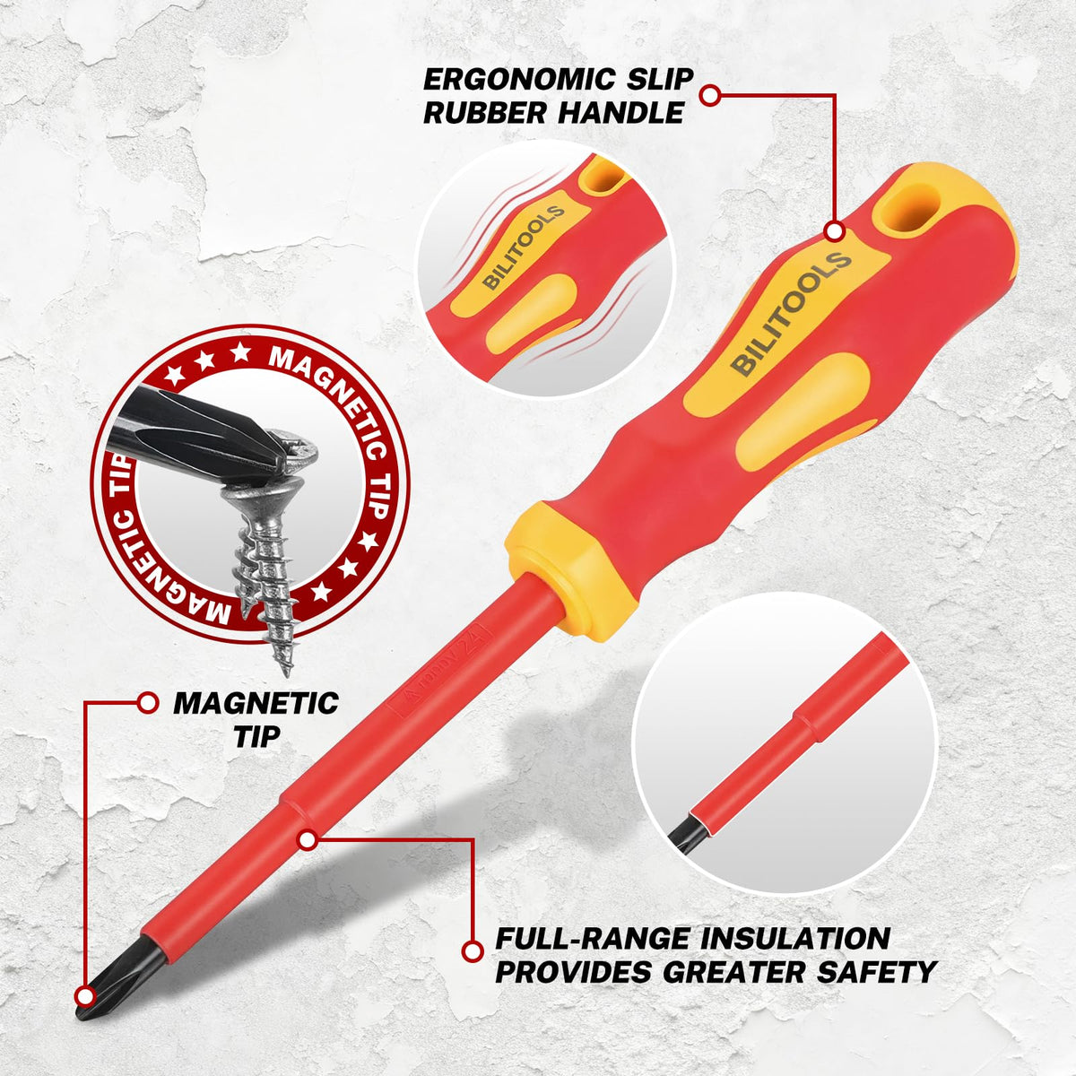 BILITOOLS 1000V Insulated Electrician Tools Set, Insulated Screwdrivers Set