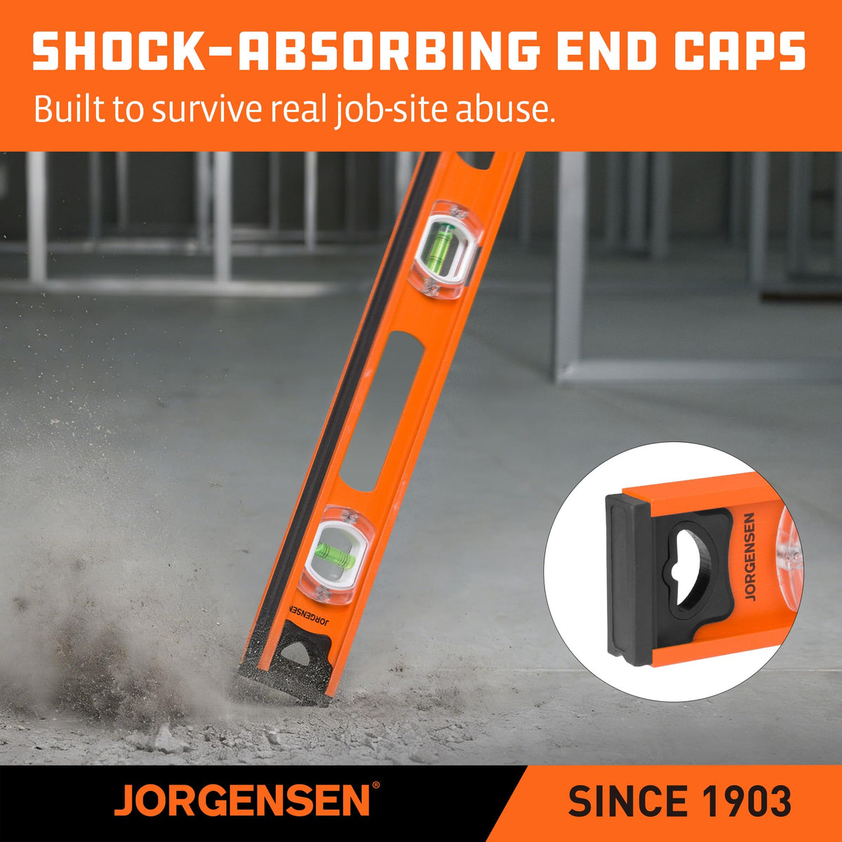 JORGENSEN 24" Magnetic I-Beam Level tool, 90°/180° Spirit 2' Leveler Tool