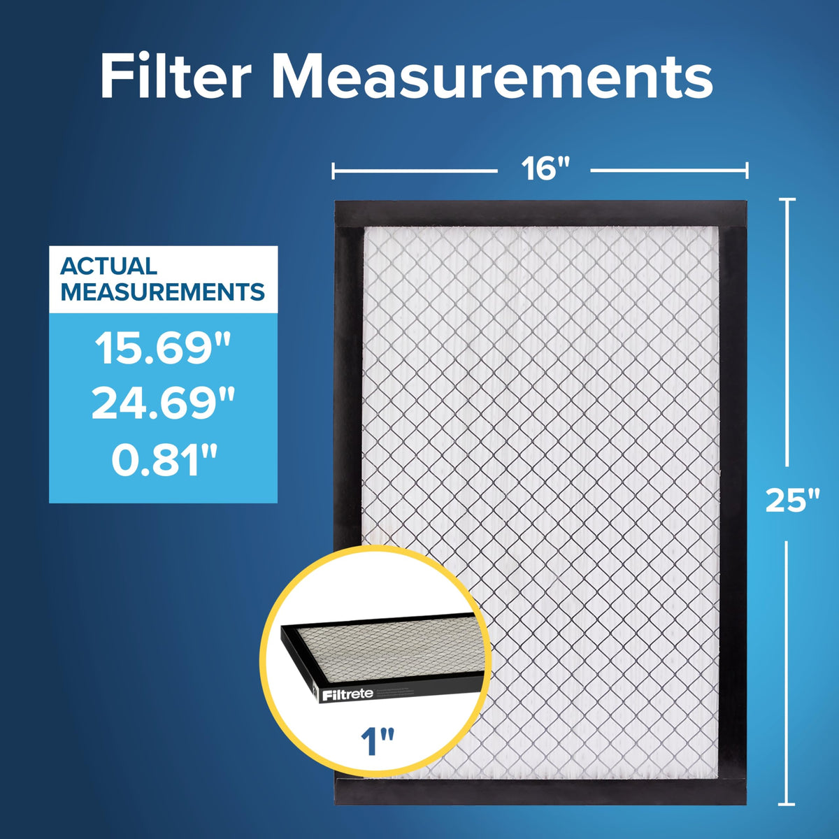 Filtrete 16x25x1 Air Filter, MERV 14, MPR 2500, 2 HVAC Filters