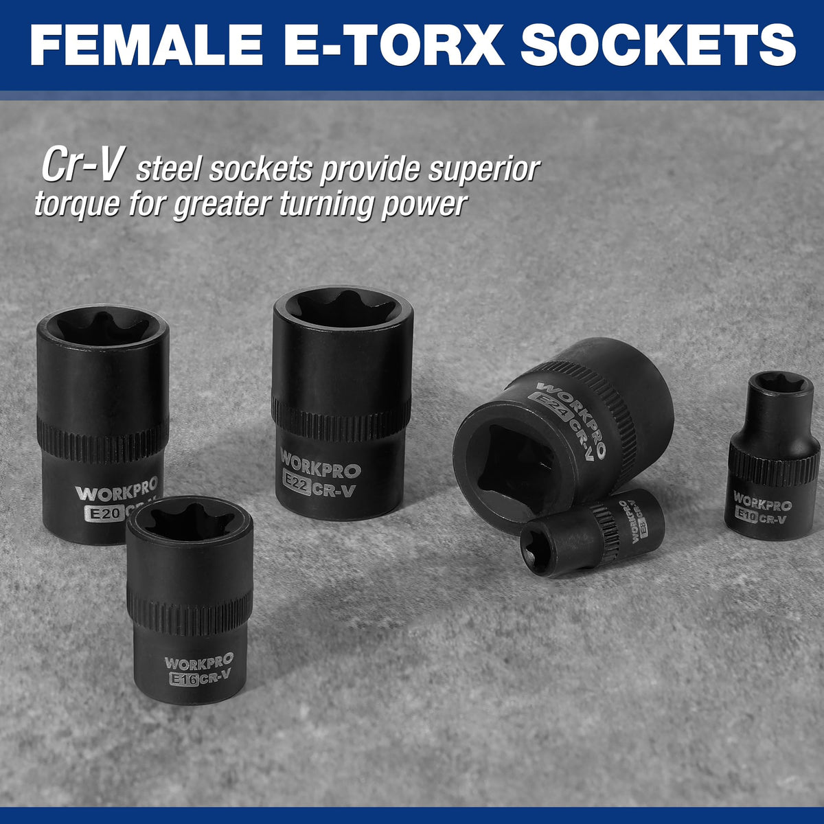 WORKPRO 60-piece Master Torx Bit Set,CR-V Torx Sockets & E Socket Set