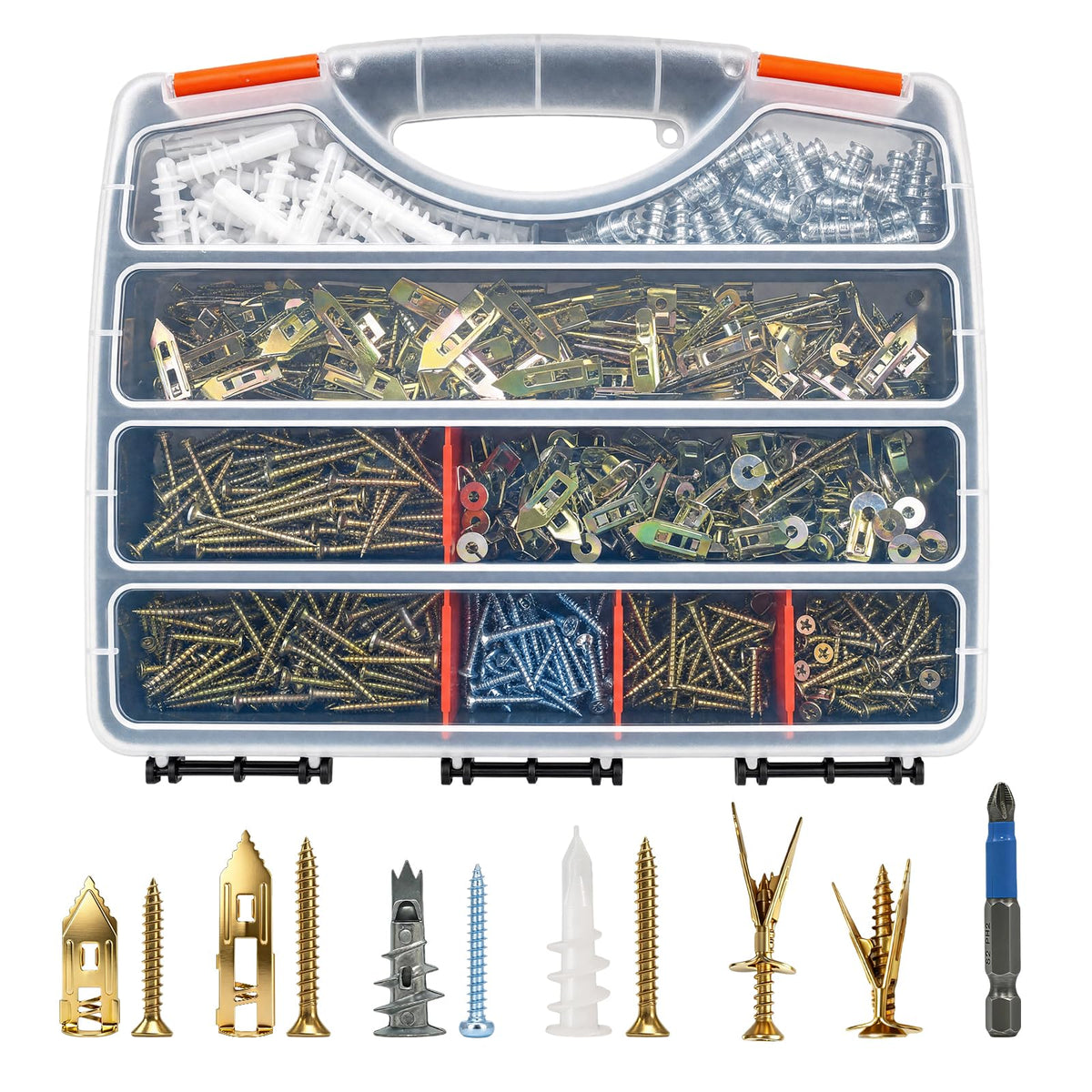 NRNBDG 600 PCS Drywall Anchors and Screws Assortment Kit, Heavy Duty Plaster Wall Expansion Wall Plugs Self Drilling Hollow Wall Anchors for Shelves, Pictures, Curtains, TV Brackets