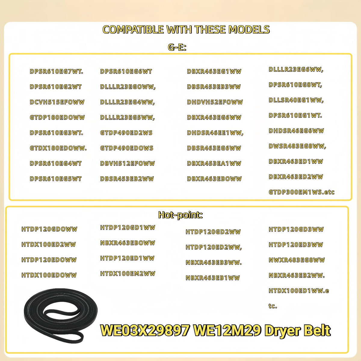 WE03X29897 WE12M29 Dryer Belt Compatible with GE/Hotpoint Dryers