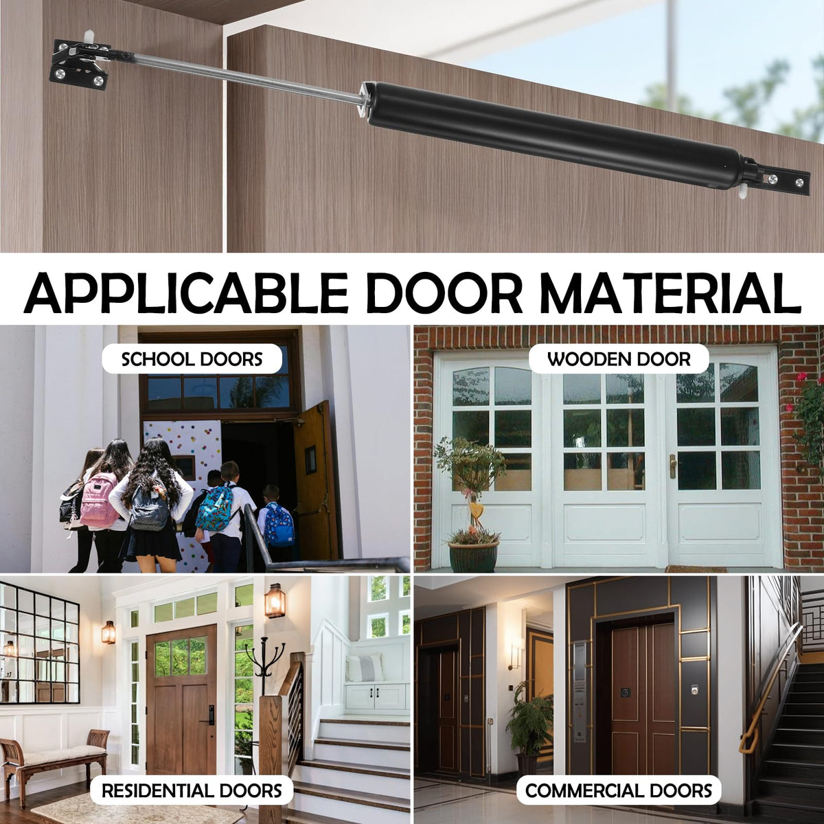 2 Set Heavy Duty Screen Door Closer, Durable Screen Door Spring Closer Shock Replacement System, Rust-Proof White Aluminum Alloy Easy to Install