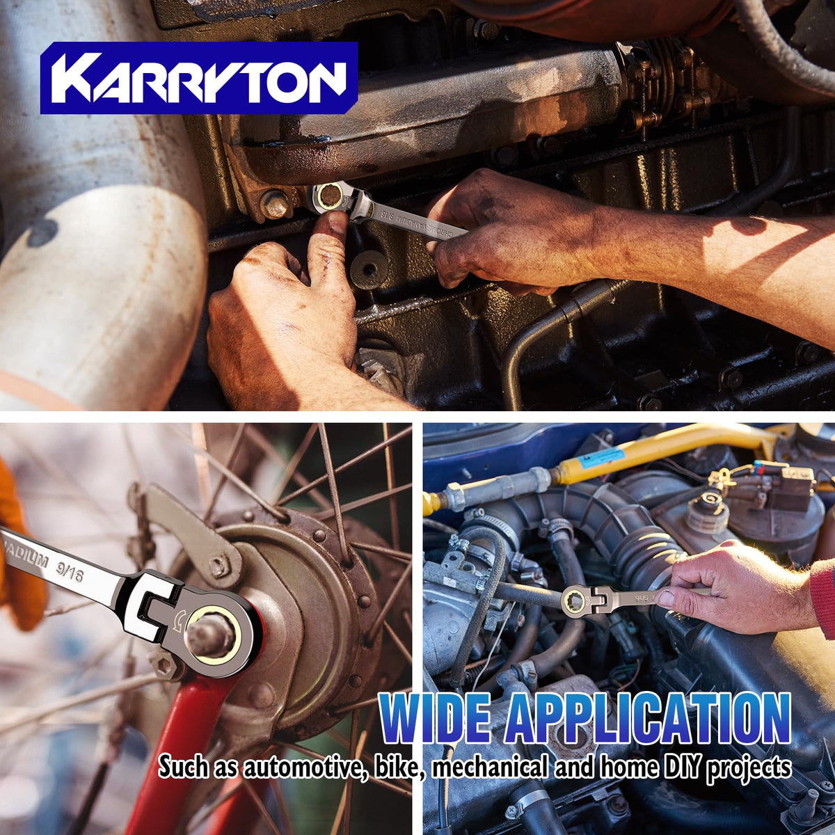 KARRYTON 26-Piece Flex head Ratchet Wrenches Set (Metric & SAE)