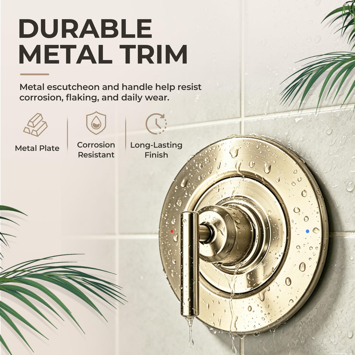 T2901BG Shower Valve Trim Kit Compatible with Moen, Gold