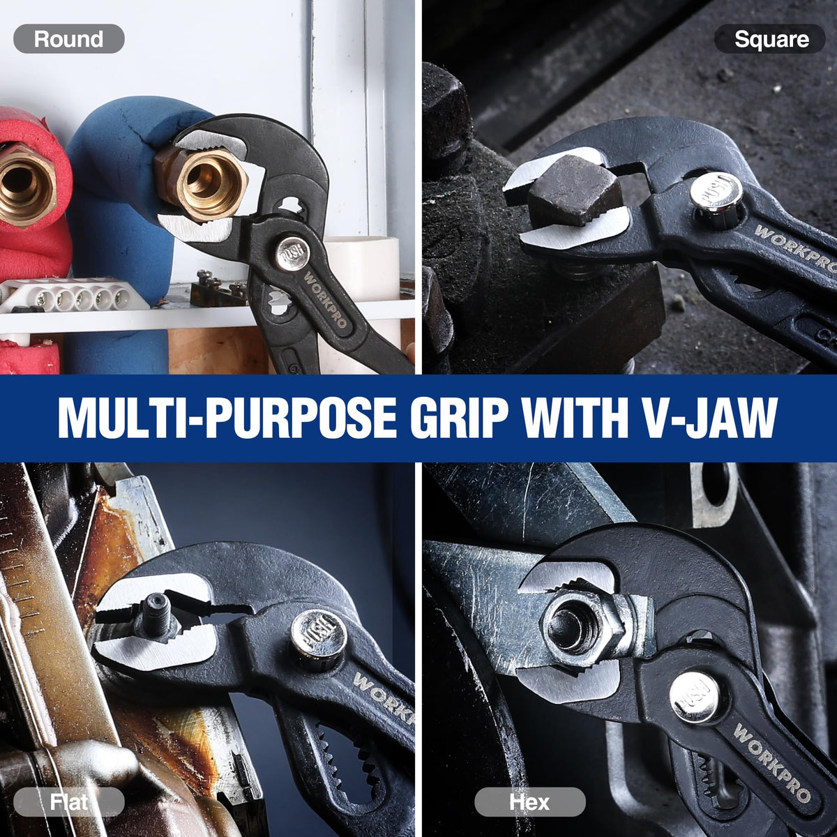 WORKPRO 2 Piece Groove Joint Pliers Set, 7 & 10-Inch Water Pump Pliers