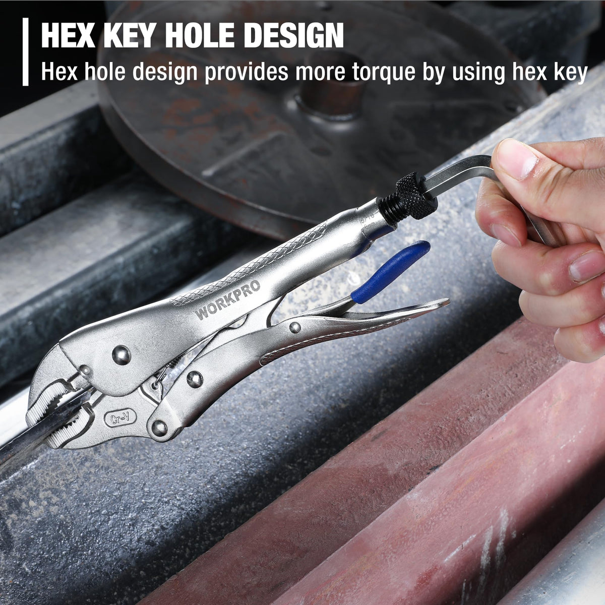 WORKPRO 5PCS Locking Pliers with Hex Key, Long Nose Curved Jaws Vice Grips