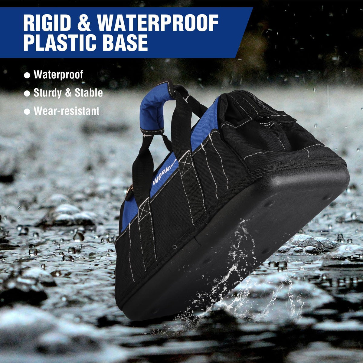 WORKPRO 16-inch Wide Mouth Tool Bag with Water-Proof Molded Base