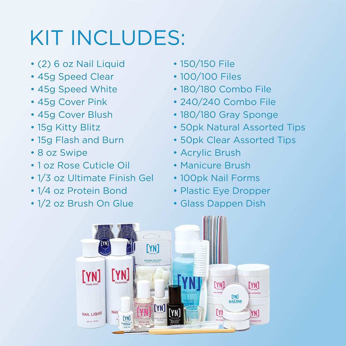 Young Nails Professional Kits & Accessories for Home Nail Kit, Starter Kit, Beginners, and/or Nail Professionals, Clear