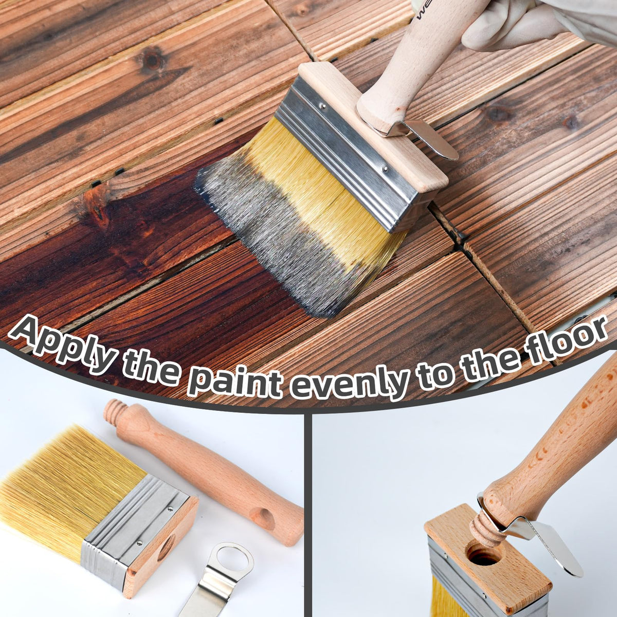 Wesquer 3 Pack Deck Stain Limewash Paint Brush Set