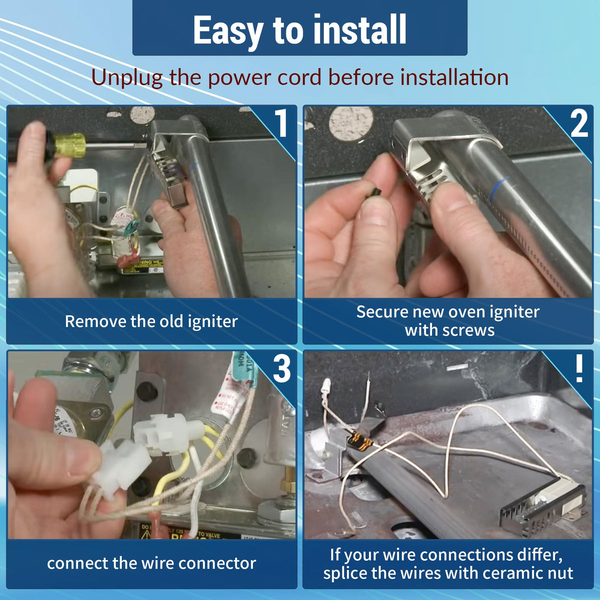 Gas Oven Igniter Compatible with WB13K21, IG9998, AP2020569 PS231280(1 Pc）