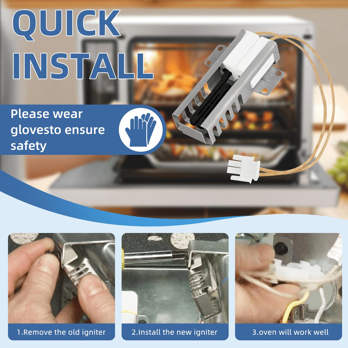 WB13K21 5303935066 WB13T10045 Gas Range Oven Igniter Replacement for GE Kenmore Hotpoint Samsung Gas Oven Igniter, Replaces WB2X9998 IG9998 WB13K10026 Norton 501a by APPLIANCEMATES