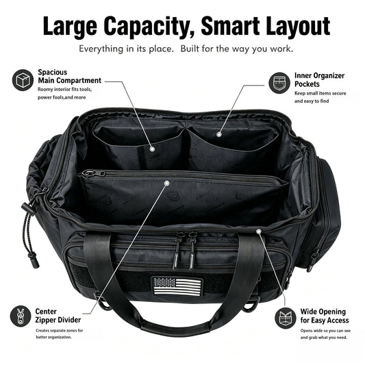 Noelen Gad 16" Tactical Tool Bag, 800D Oxford, MOLLE, Black