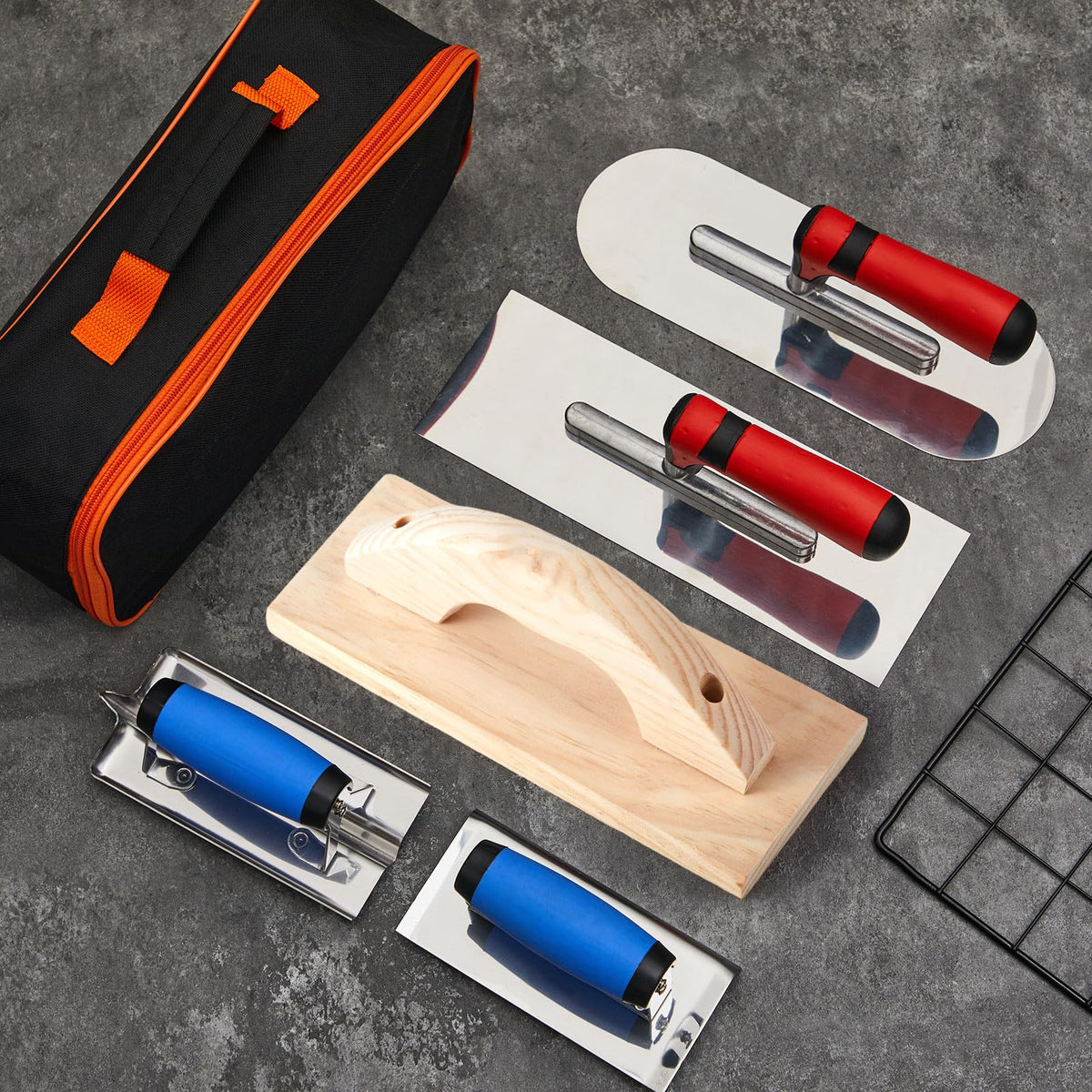 MorningRo 6pcs Concrete Hand Tools Set, Masonry Tools with Bag