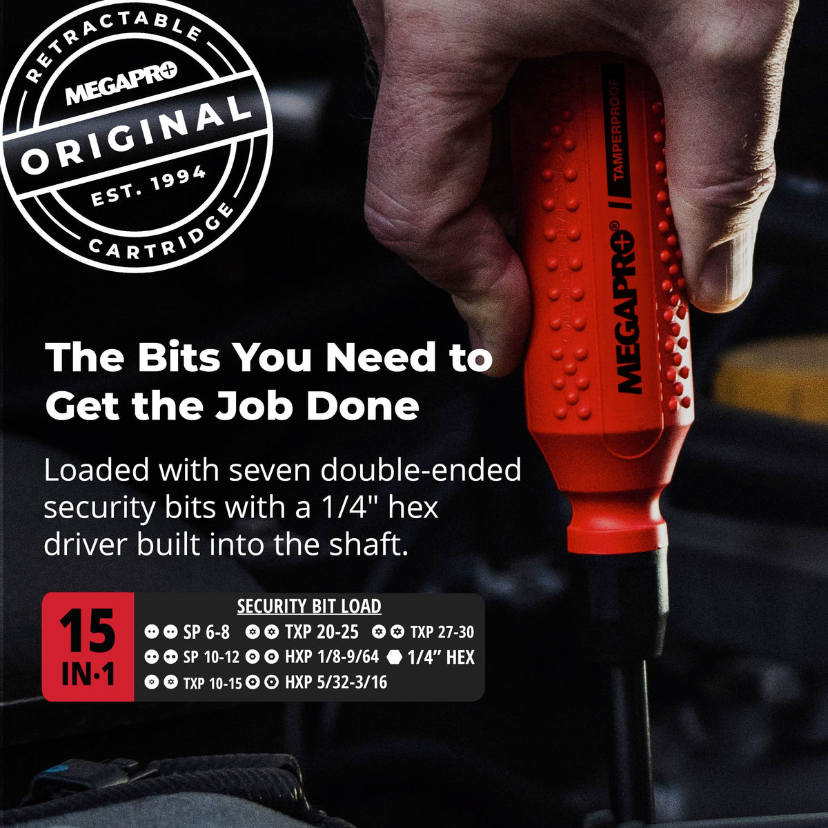 Megapro Tamperproof Security Screwdriver Set, Multi-Bit Screwdriver with ¼” Hex Shaft, Hex Pin, Spanner, Torx Pin, Compact Security Bit Set (The Original)
