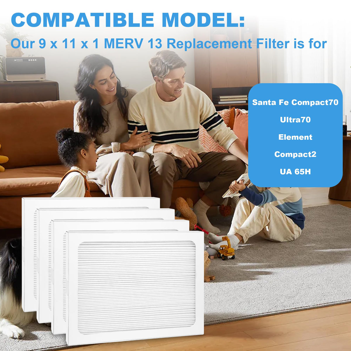 W-LINVEIN G 9 x 11 x 1 Dehumidifier Filter MERV 13 Compatible with Santa Fe Compact70, Ultra70, Element, Compact2, UA 65H dehumidifier Models, 2 Packs