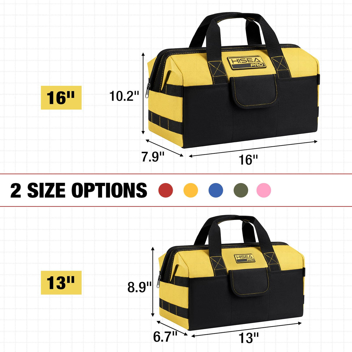 HISEA 3 Pack Heavy Duty Tool Bag, 16-Inch Waterproof Tools Organizer Tote