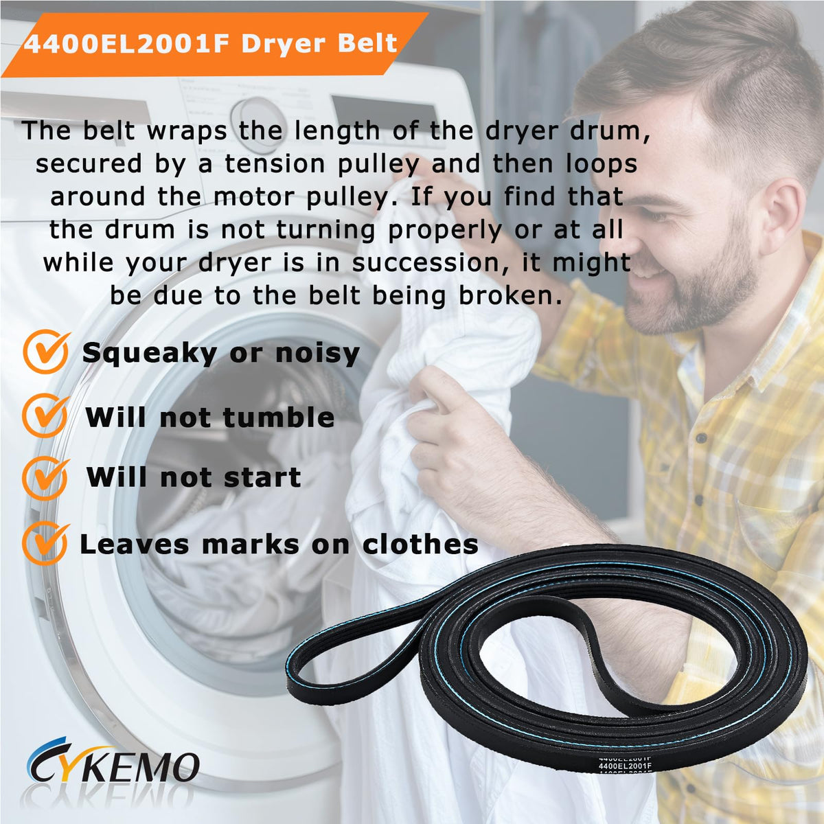 (𝟐𝟎𝟐𝟔 𝐍𝐄𝐖)4400EL2001F Dryer Drum Belt Compatible With Kenmore GE LG Dryer Replacement Part 4400EL2001A 4400EL2001C 4400EL2001E AP5972814 PS11705916 EAP11705916
