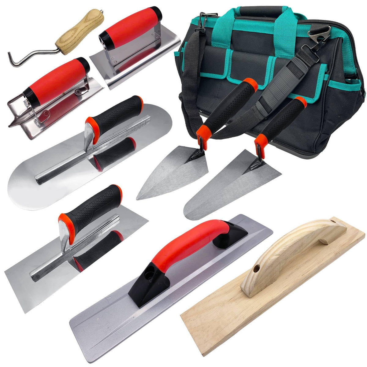 WYPROCEED 10 PCS Concrete Trowel Set, Masonry Hand Tool Kit with Carry Bag