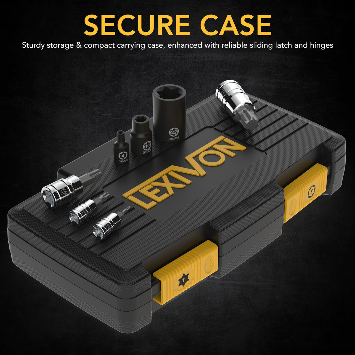 LEXIVON Master Torx Bit and Socket Set, Premium S2 Alloy & Cr-V Steel, 25-Piece, Bit Socket T8-T60 & E-Torx E4-E22, Heavy-Duty Storage Case (LX-148)