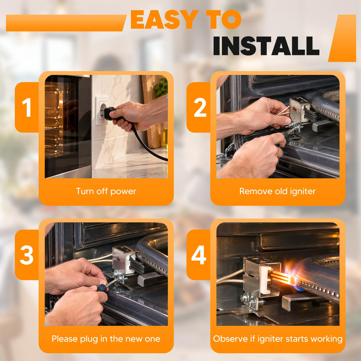 MEE61841401 Gas Range Oven Igniter Replacement Fit for LG Gas Stove (LRG, LSS, LDG, LSG, LTG Series), Replaces MEE61841403 MEE63084901 MEE61841401 Oven Burner Igniter, Flat Glow Bar, By NISHCON