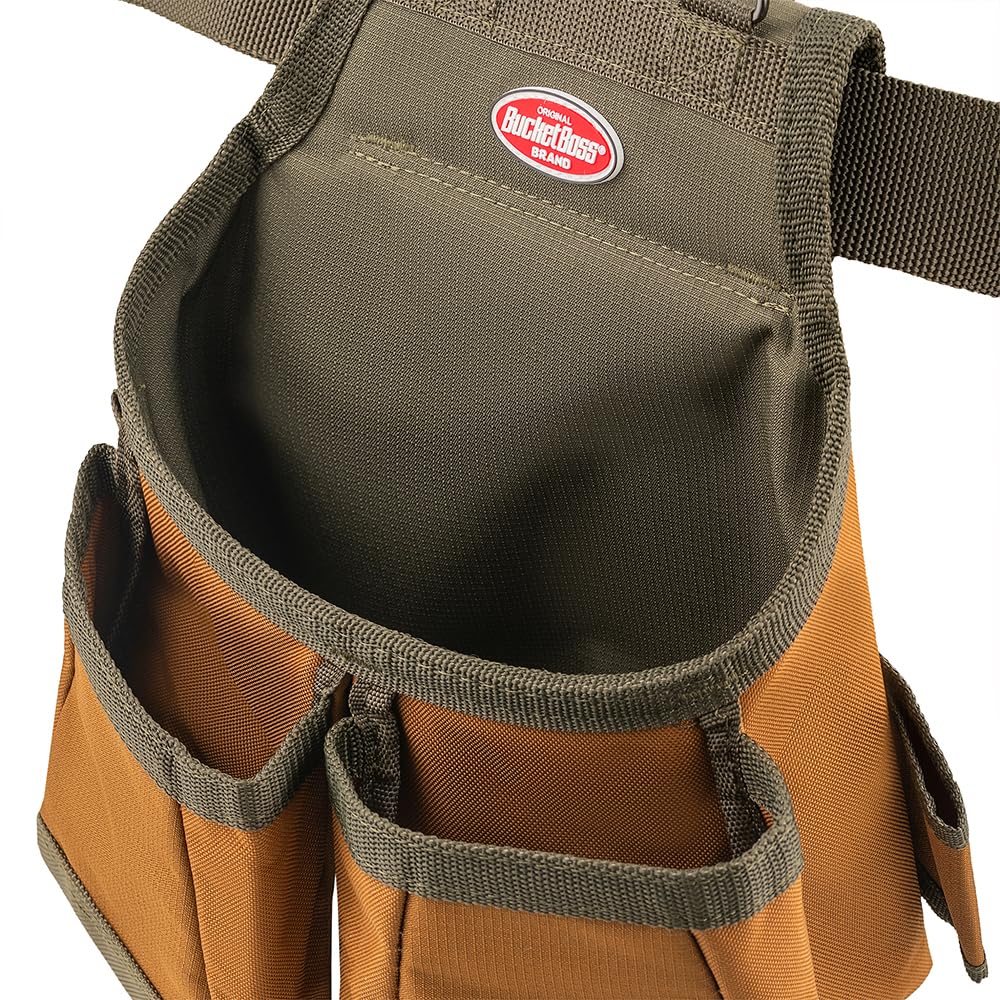 Bucket Boss - AirLift Tool Belt with Suspenders, Tool Belts - Original Series (50100) with 12 pockets, Brown , 52 Inch