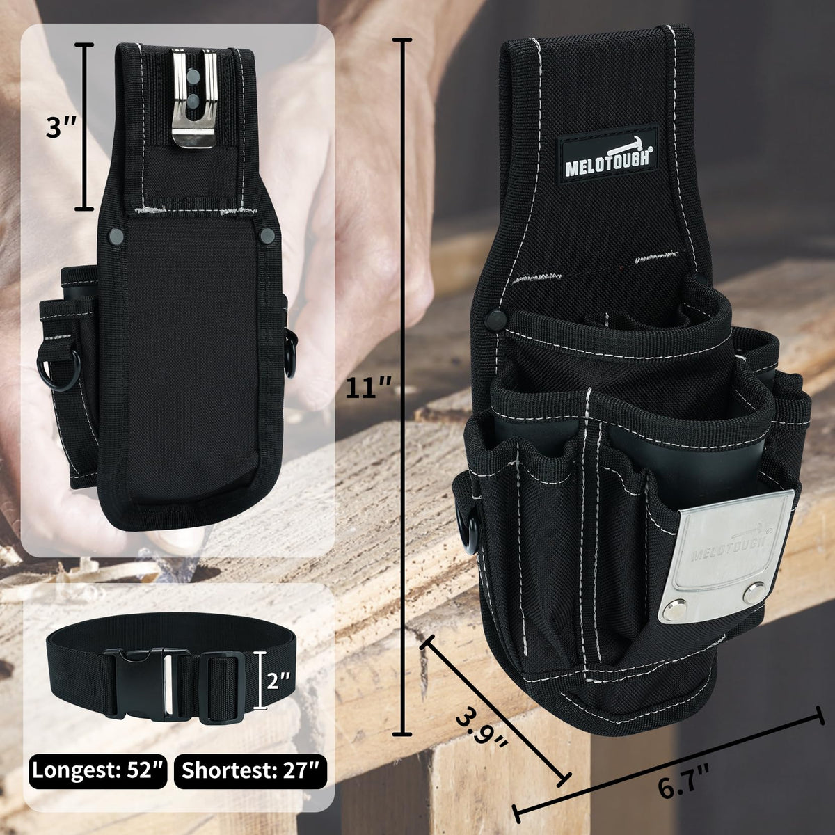 MELOTOUGH Small Tool Pouch Electrican Clip on Tool Pouch,Tool Belt Pouch with Belt Clip Tooo Holster Mini Electrican Tool Holder with Sanp Clip