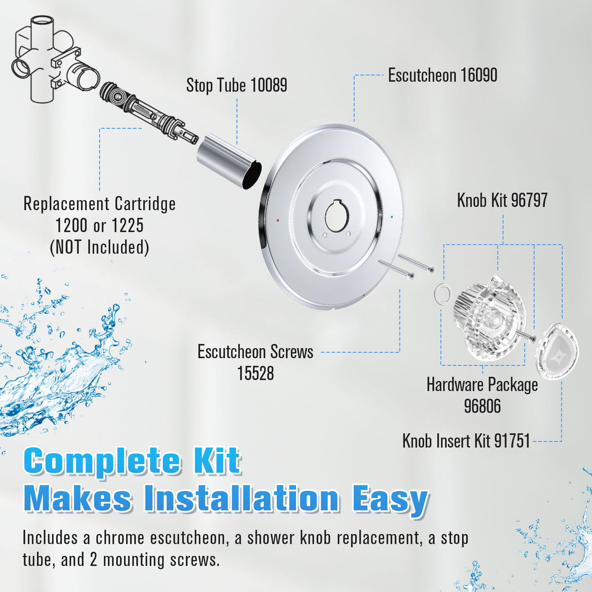 Shower Trim Kit Compatible with Moen Chateau T470 (Chrome,Knob)
