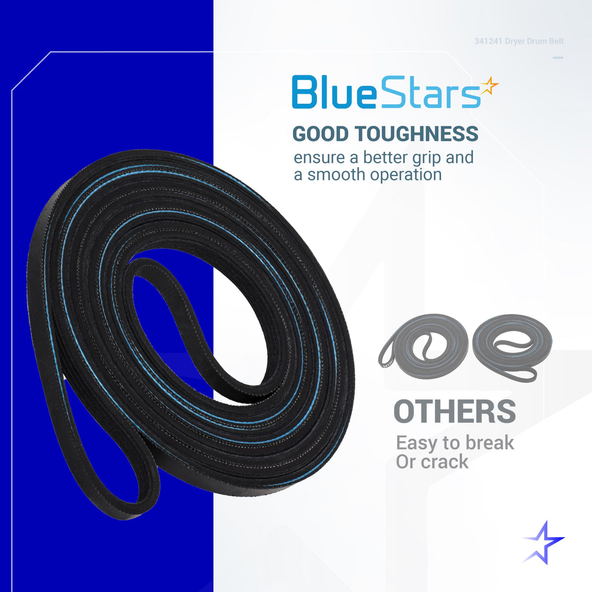 [2-Pack] BlueStars 341241 Dryer Drum Belt Compatible with Whirlpool Kenmore