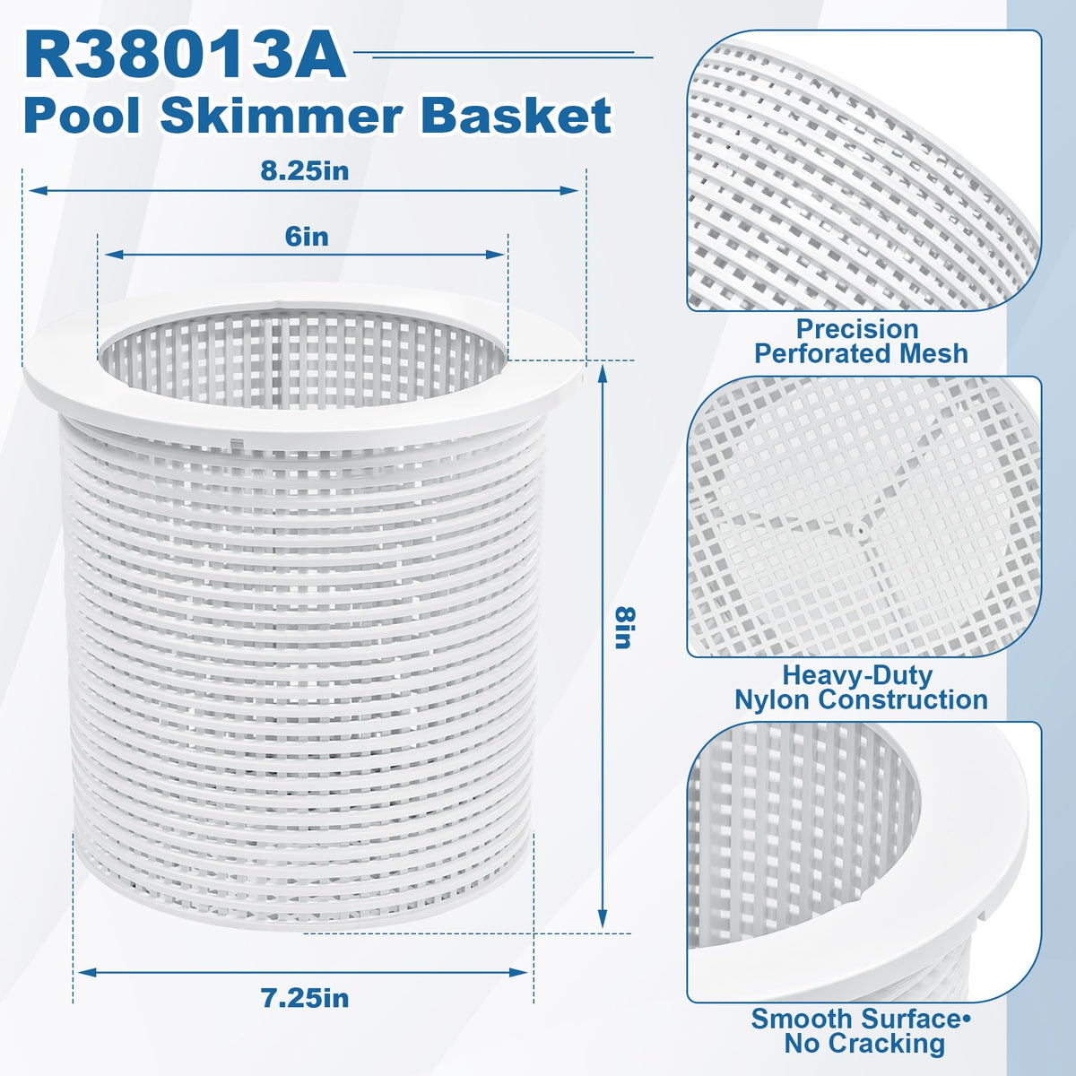 BigHead R38013A Pool Skimmer Basket Compatible with Pentair American Admiral for Inground Heavy Duty Pool Skimmer Basket Replacement for R38013A V38-135 V38-135 V38-136