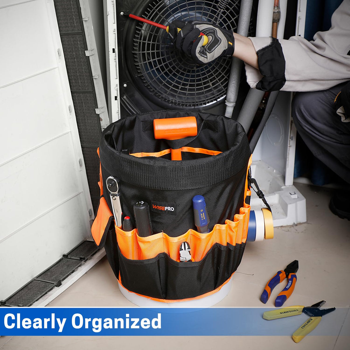 WISEPRO Bucket Tool Organizer with 30 Pockets Fits for 5 Gallon Bucket