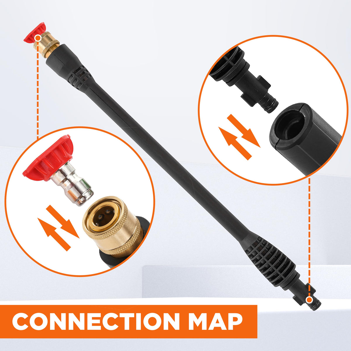 JOEJET Pressure Washer Replacement Wand and 5 Nozzle Tips
