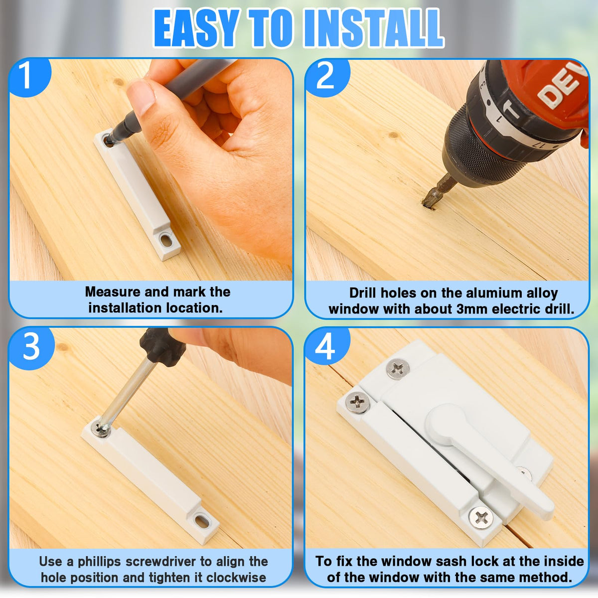 6 Pack Window Lock, Window Latches Replacement, Window Locks for up and Down Windows, Replacement Window Locks for Vertical and Horizontal Sliding Windows