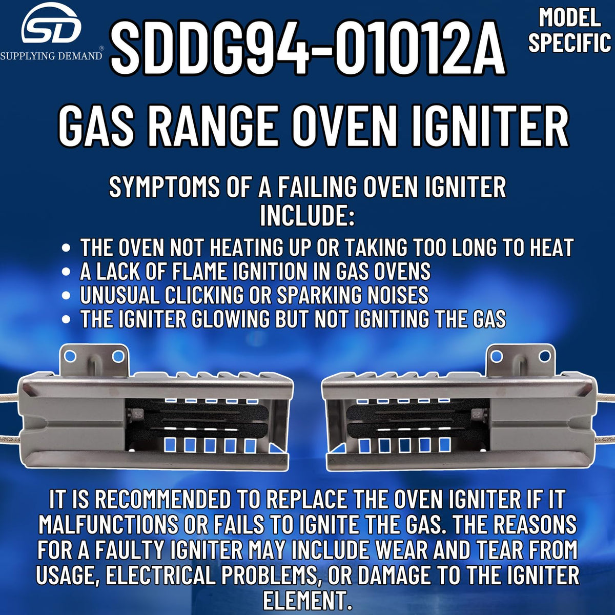 Supplying Demand DG94-01012A 4011538 Gas Range Oven Igniter Replacement Model Specific Not Universal