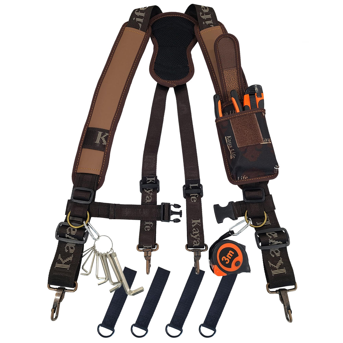 HW GLOBAL Tool Belt Suspenders for Men with Phone Pouch and Belt Loops