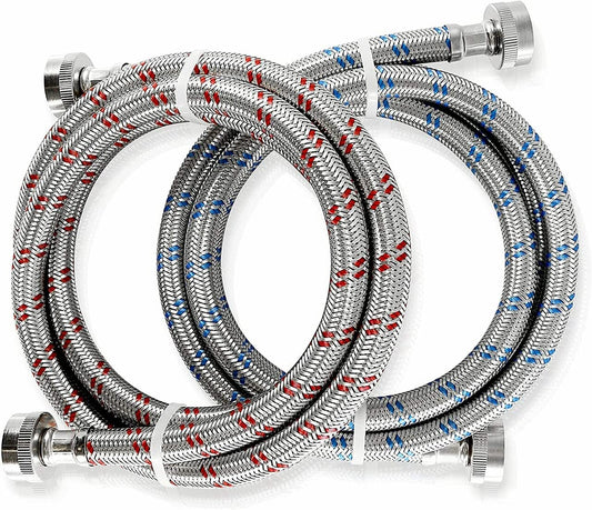 K&J Premium 6ft Washing Machine Hoses Burst Proof 
