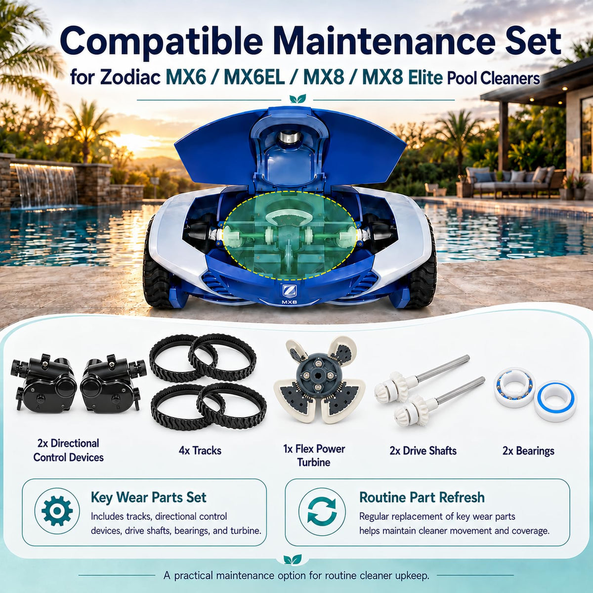 Replacement Tune-Up Kit Fit forZodiac MX6 MX8 MX6EL MX8EL Pool Cleaners
