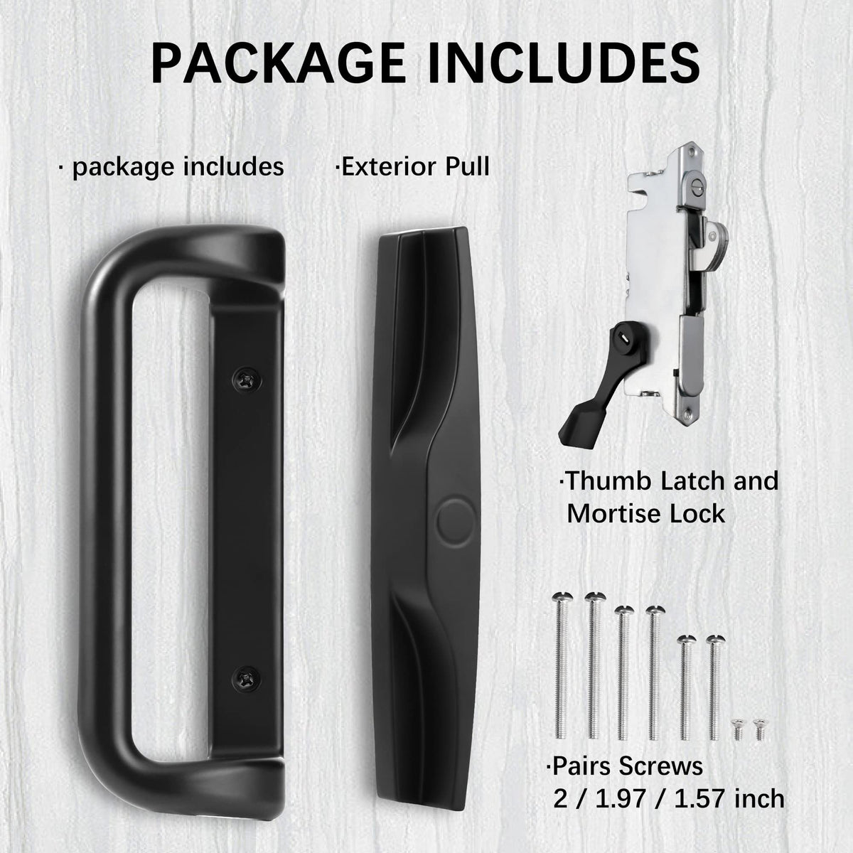House Guard Sliding Patio Door Handle Set, Mortise Lock, 3-15/16"