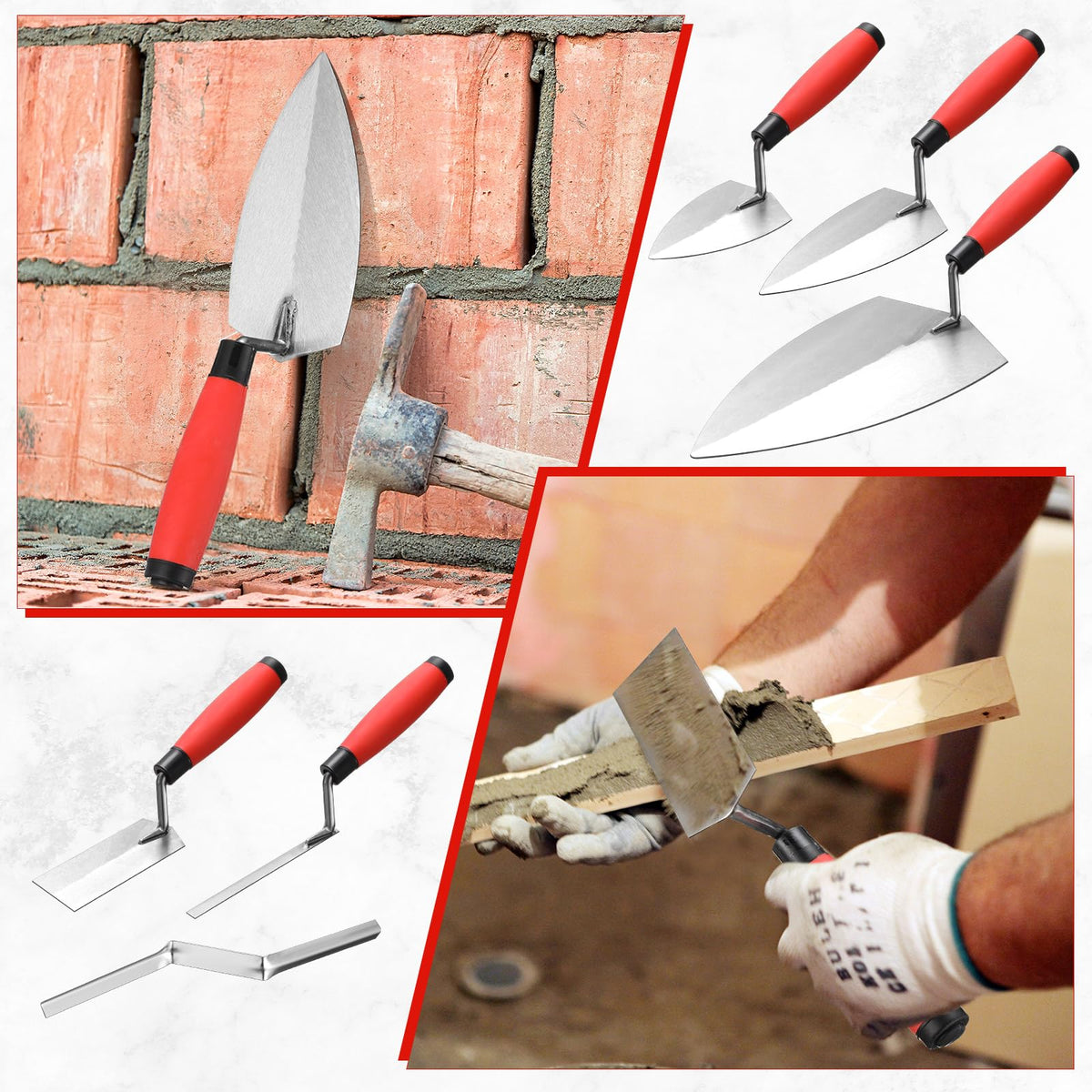 Lasnten 6 PCS Masonry Hand Tool Set 11" x 5-1/2" Philadelphia Brick Trowel