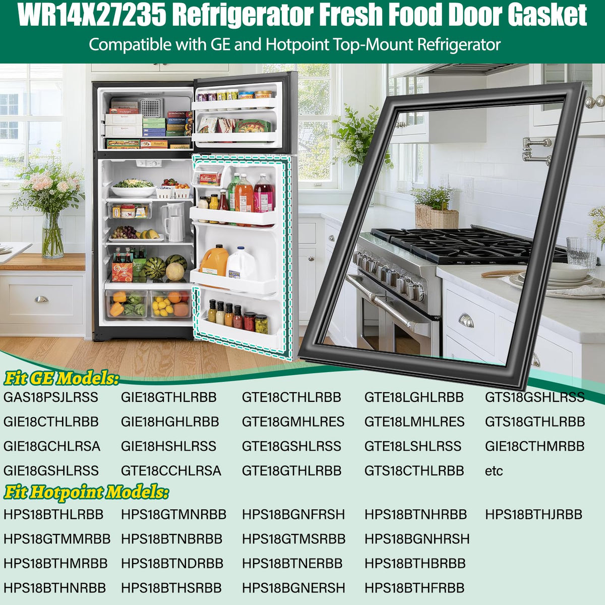 UPGRADED WR14X27235 Refrigerator Door Gasket Repla