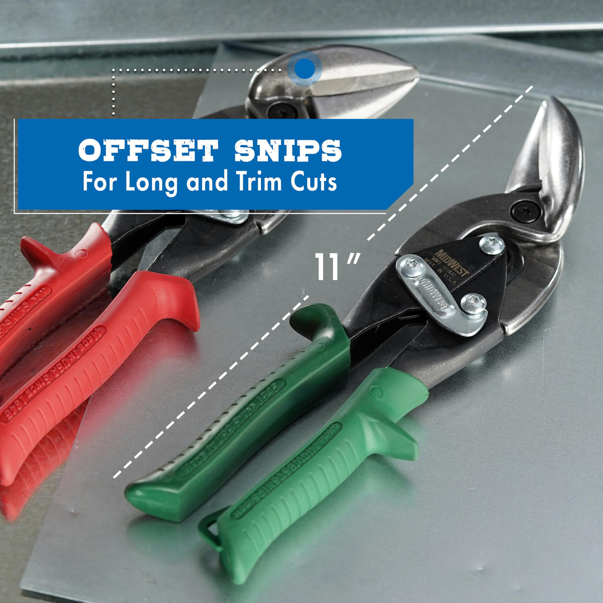 MIDWEST Aviation Snips, Left Cut Offset, Tin Snips
