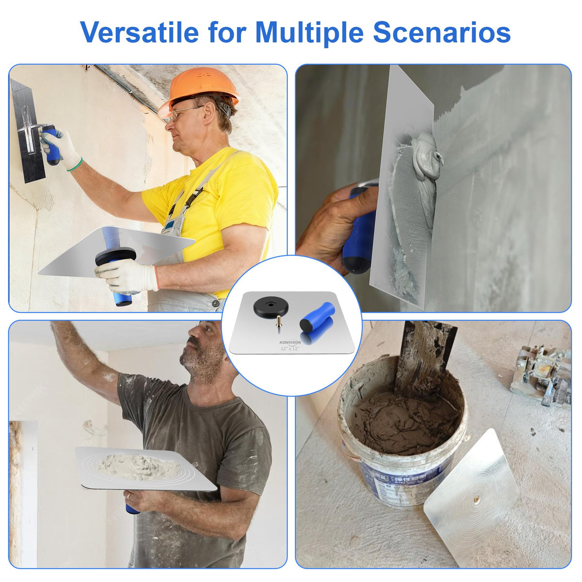 Konvixon 2PCS Drywall Hawk and Trowel Set, Stucco Tools for Plaster Mortar