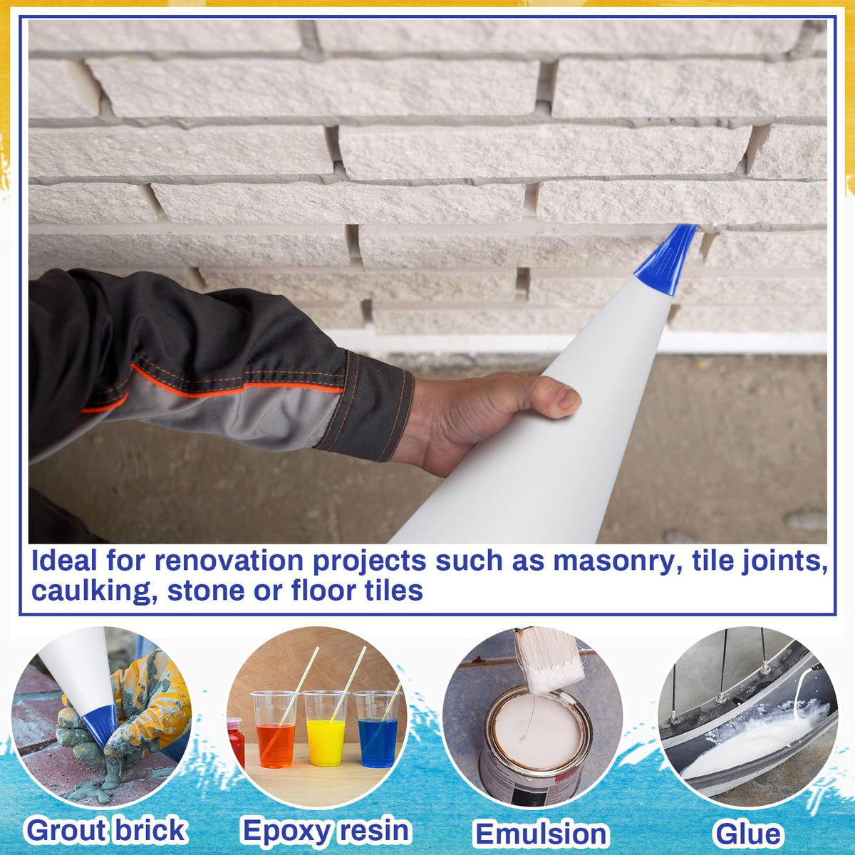 Gueevin 6 Pcs Masonry Mortar Bag for Tile, 13 x 24 Inch, Grout Bag