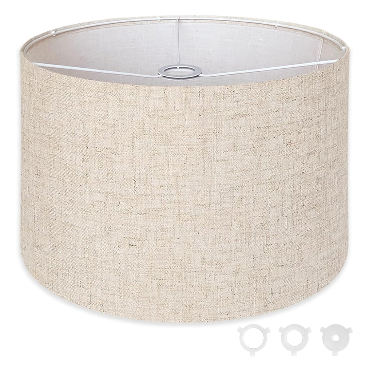 KOORLE Beige Large Drum Lamp Shade for Floor Lamp, 16" Top x 16" Bottom x 11" High, Natural Linen Replacement Lampshade, Table Lamp & Bedside Lamp, 1.65" Spider Fitter, Easy to Assemble